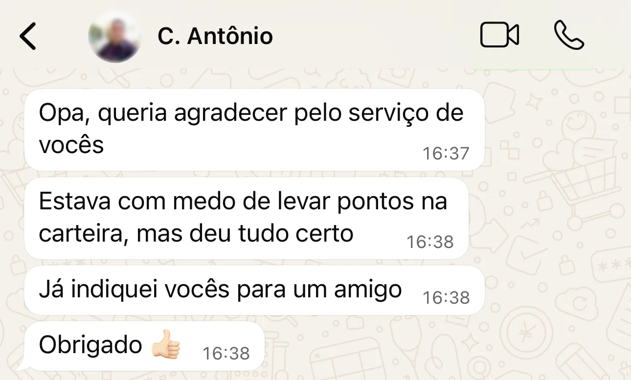 Depoimento do cliente Antônio