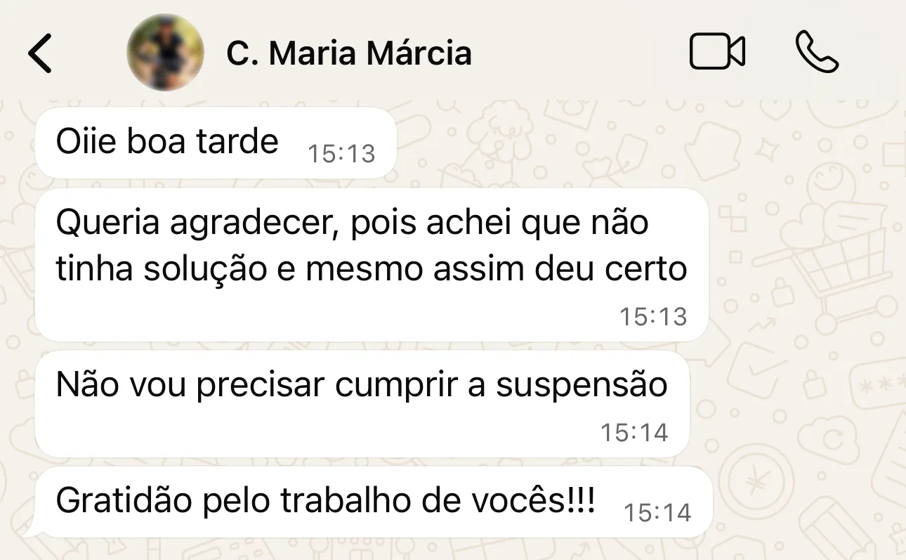 Depoimento da cliente Maria Márcia