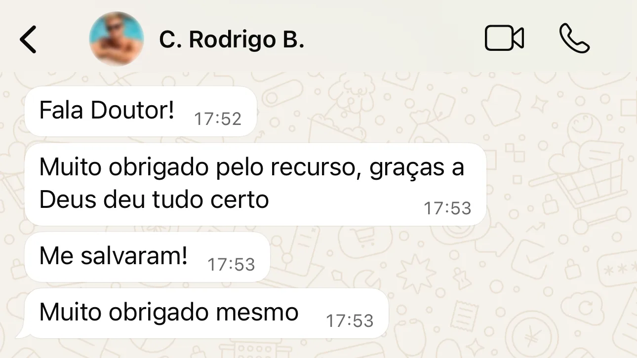 Depoimento do cliente Rodrigo
